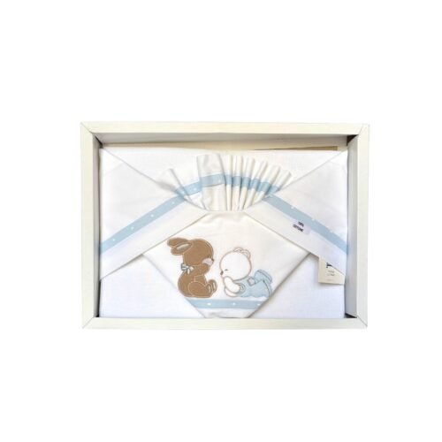 38 Lenzuolo 3 pz lettino ricamato PALLA PALLINA